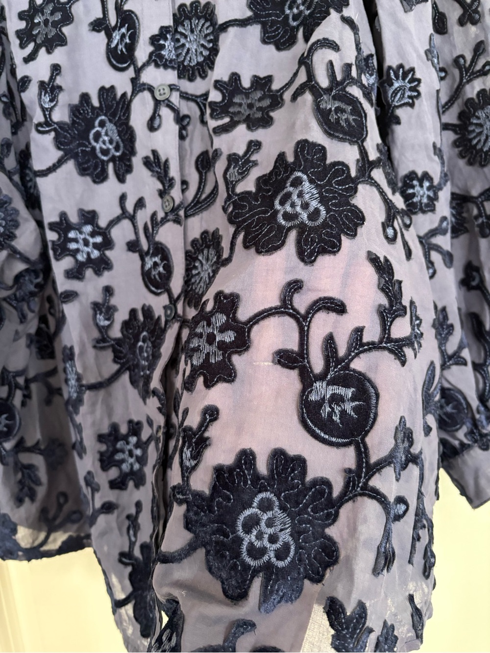 Anthropologie Pilcro Floral Velvet Burnout Button Front Top Size Small - Picture 4 of 7